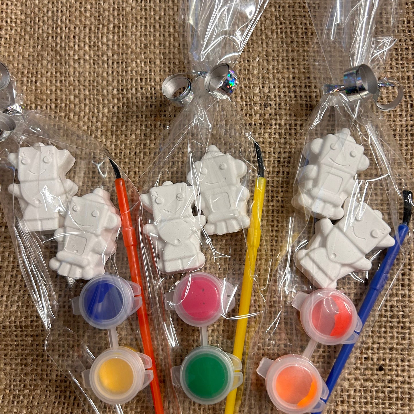 Paint your own mini robot party bag filler favour cones