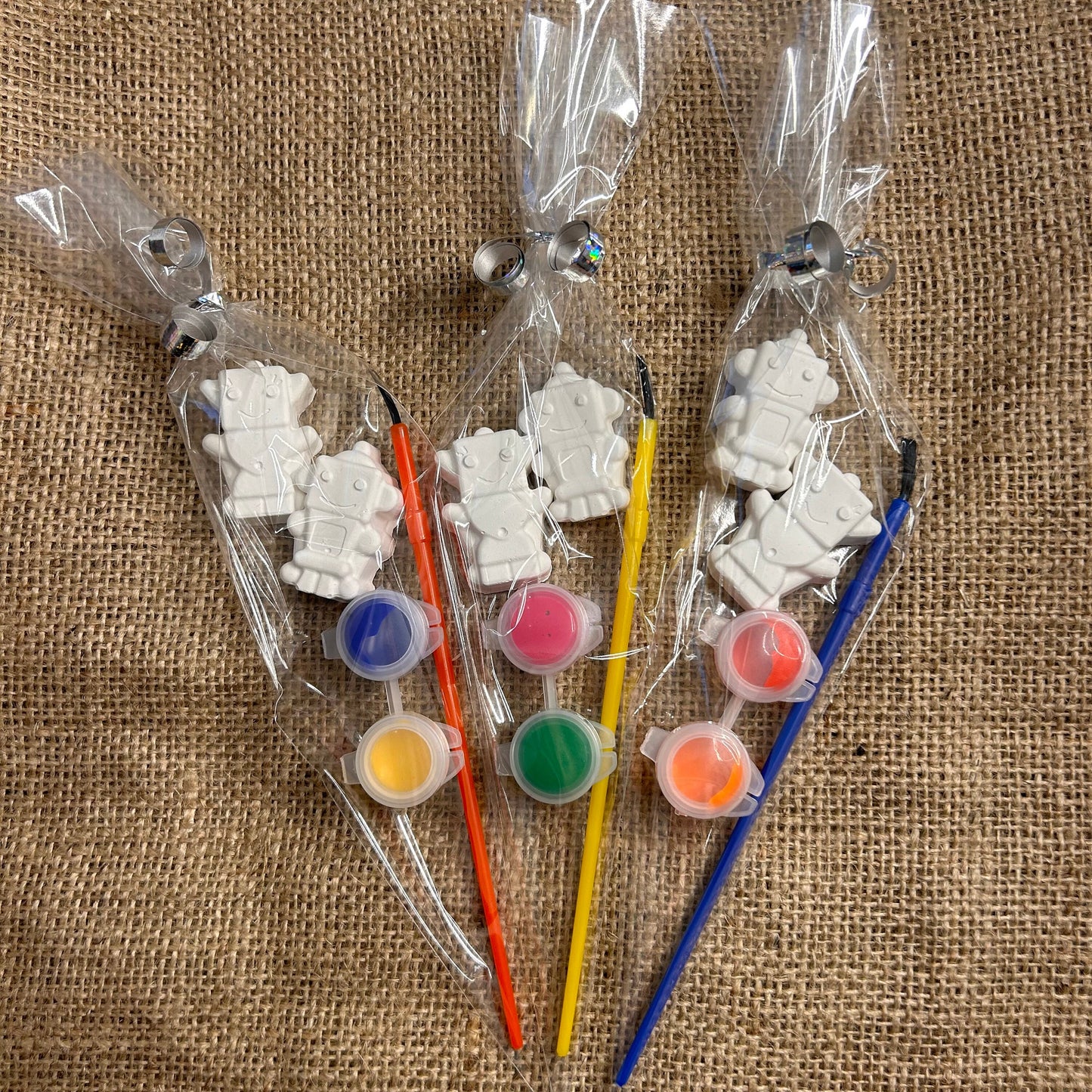 Paint your own mini robot party bag filler favour cones