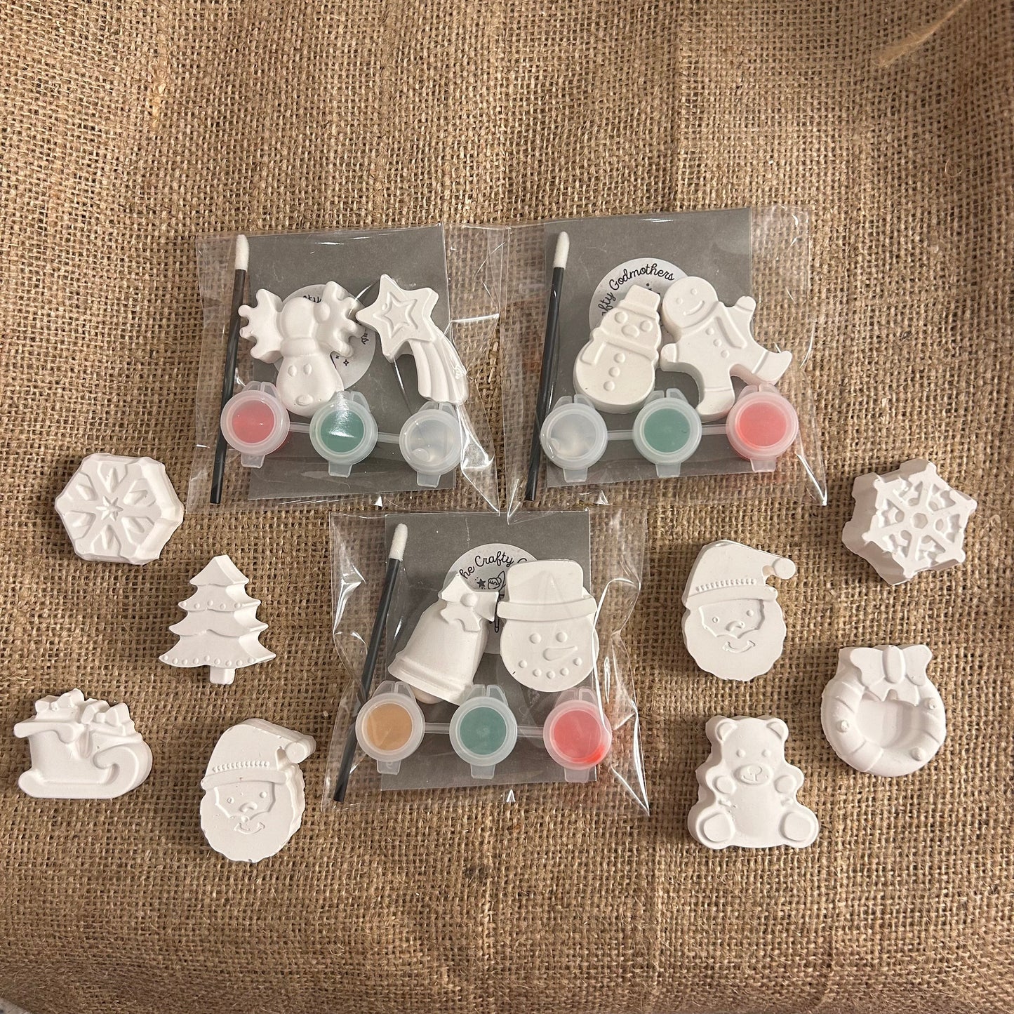 Set of two mini Christmas paint your own stocking fillers