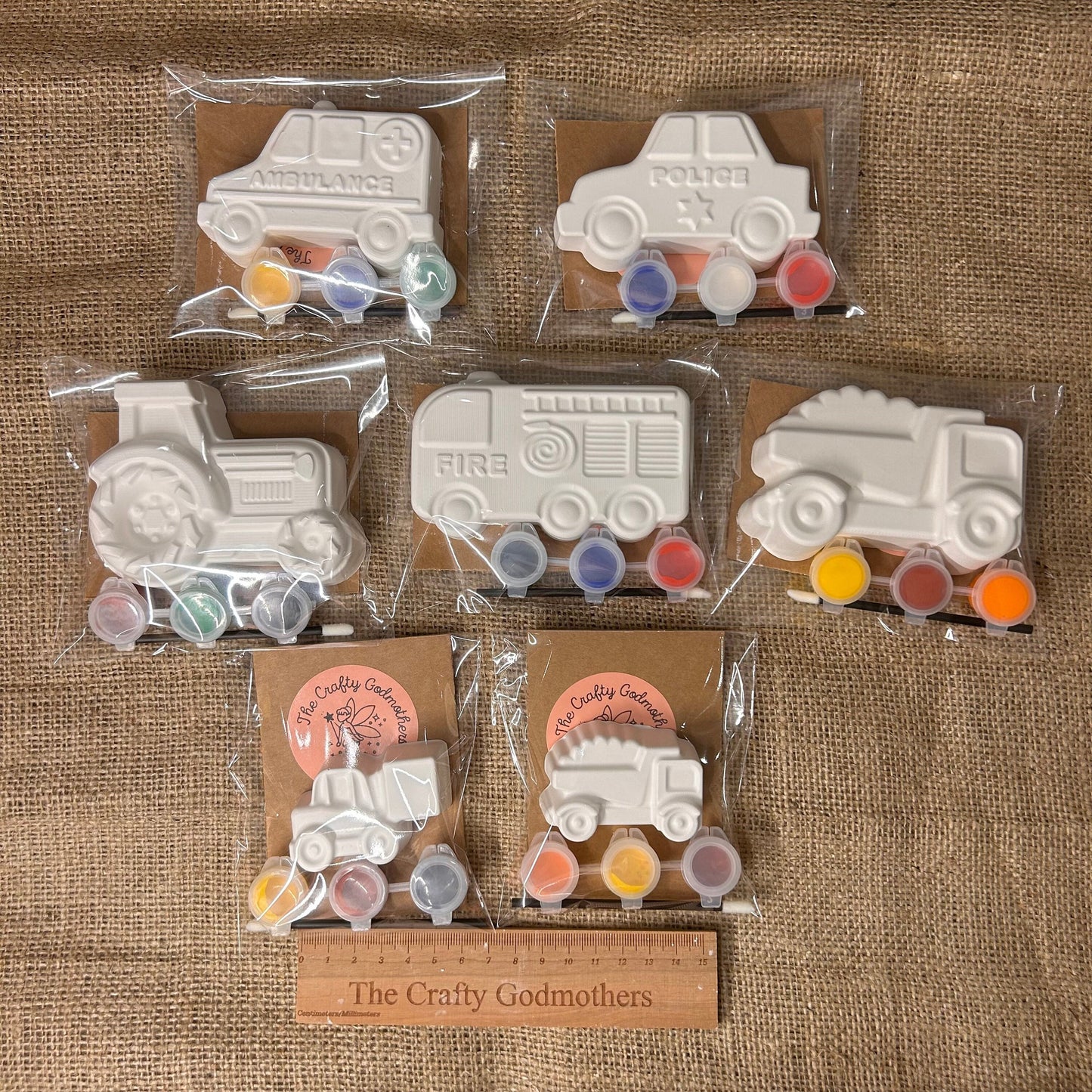 Paint your own transport party bag filler favours